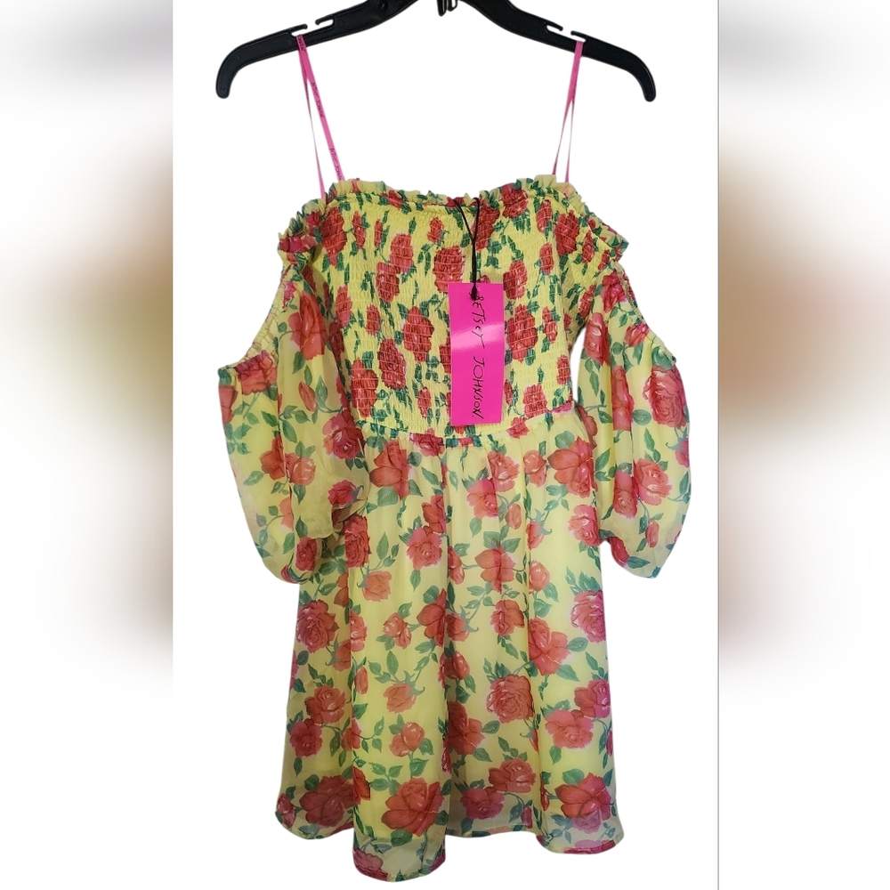 Betsy Johnson smocked Dress Floral Dress - Picture 2 of 4